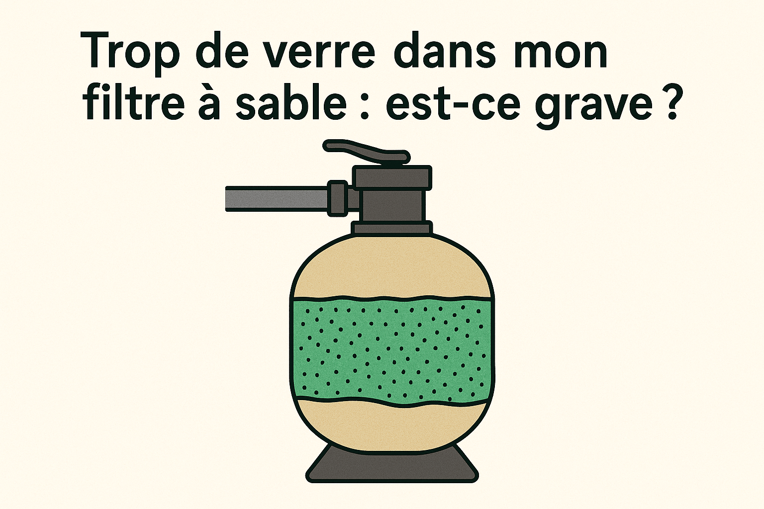 Sac de verre filtrant à côté d'un filtre à sable de piscine, s'interrogeant sur la bonne quantité à mettre