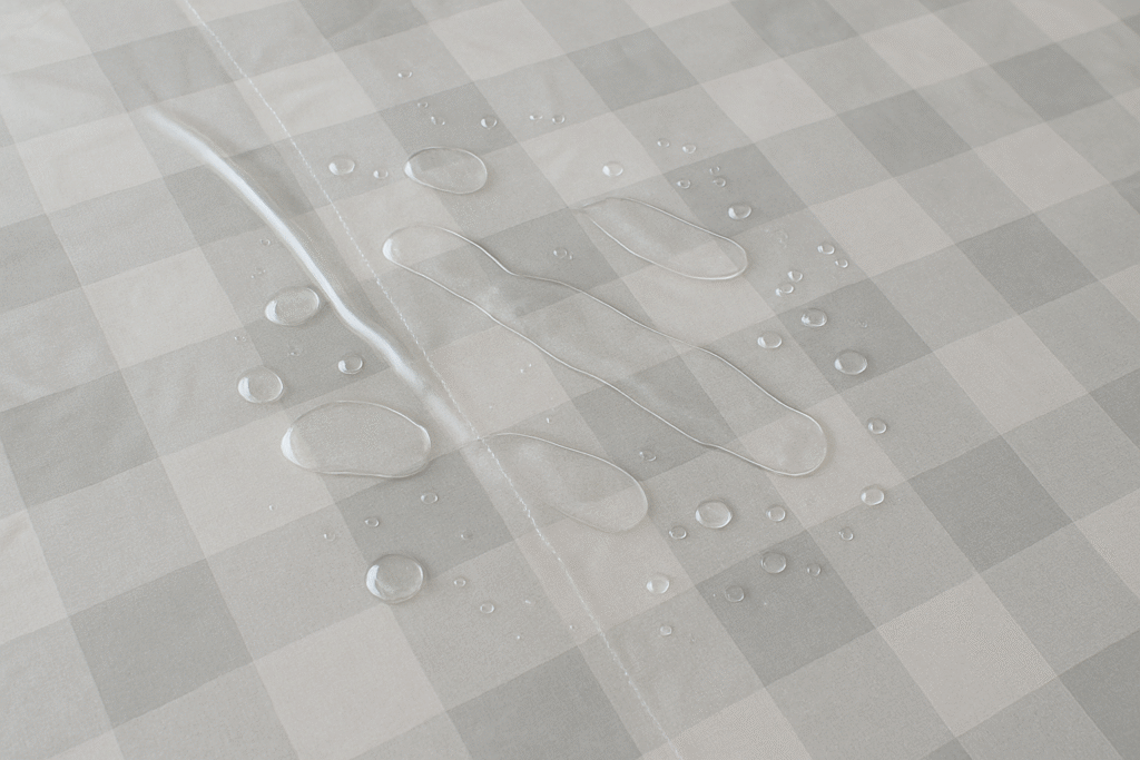 Bulles d'air sous une nappe transparente