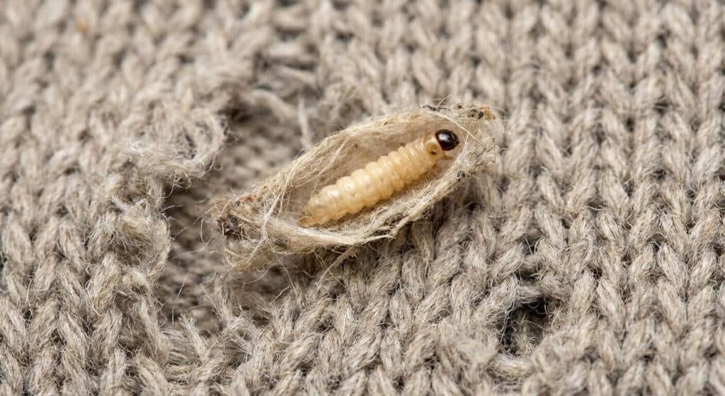 La larve de mite des vêtements