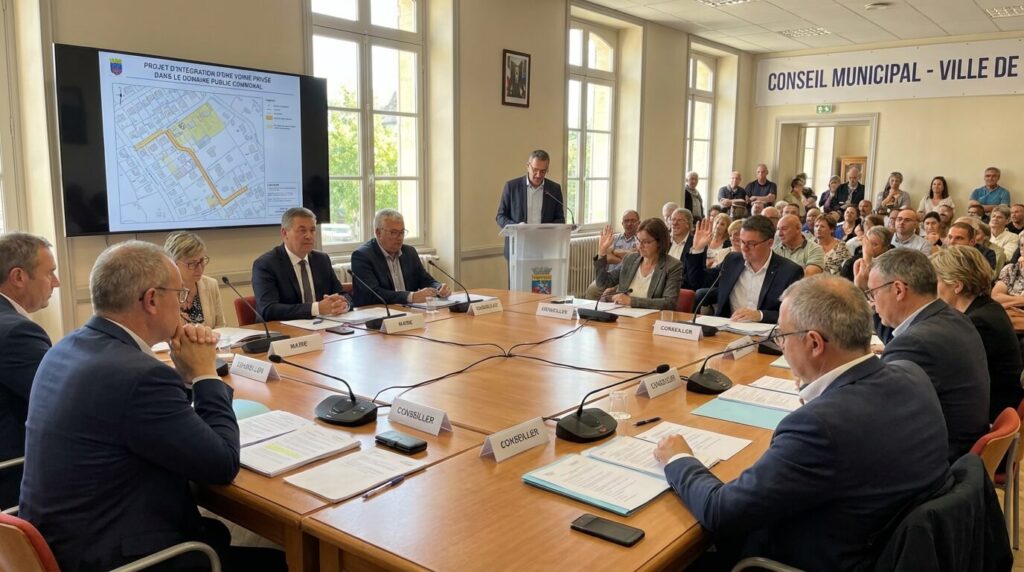 Rétrocession de voirie de lotissement : La mairie peut-elle refuser le transfert ? 3 Conseil municipal en train de délibérer sur l'intégration d'une voirie privée dans le domaine public communal