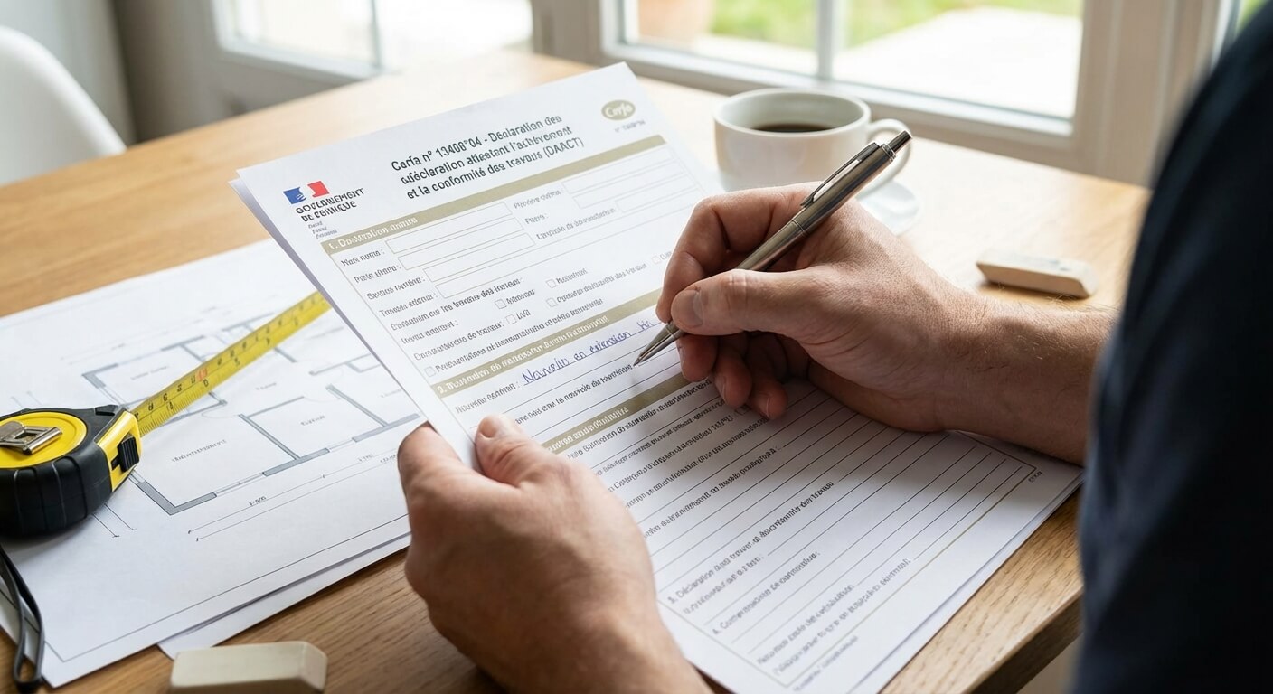 Remplissage minutieux du formulaire Cerfa de la DAACT après la construction d'une extension de maison