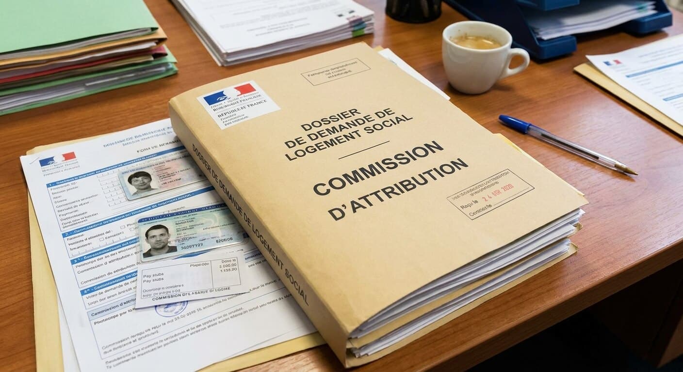 Dossier administratif de demande de logement social préparé pour la commission d'attribution
