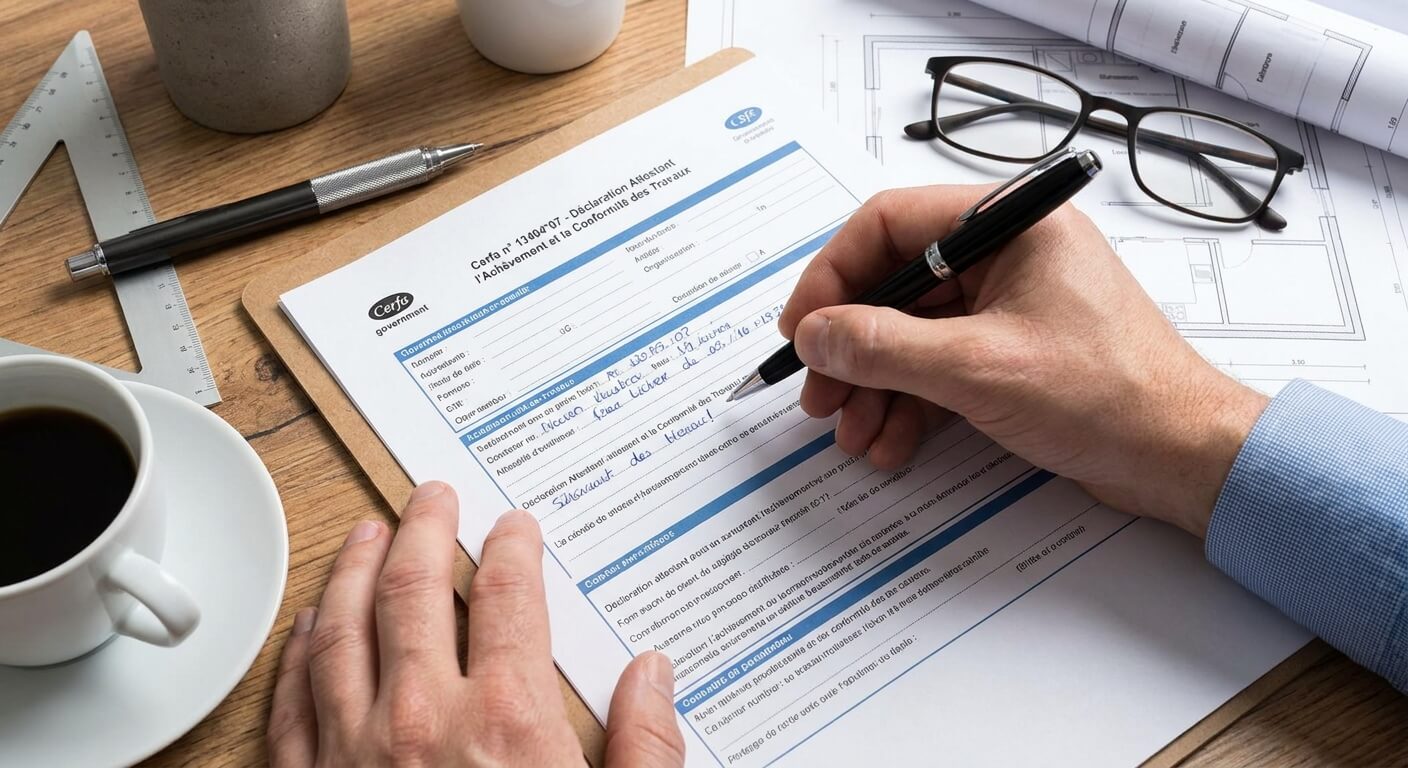 Remplissage du formulaire Cerfa de la Déclaration Attestant l'Achèvement et la Conformité des Travaux