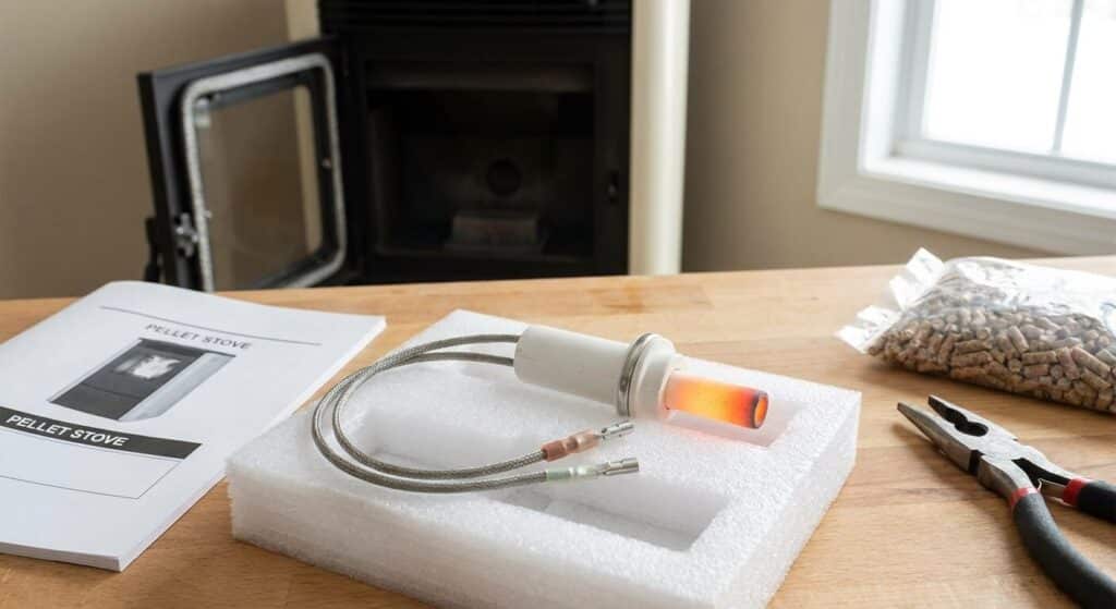 Bougie d'allumage en céramique neuve prête à être installée dans un poêle à granulés