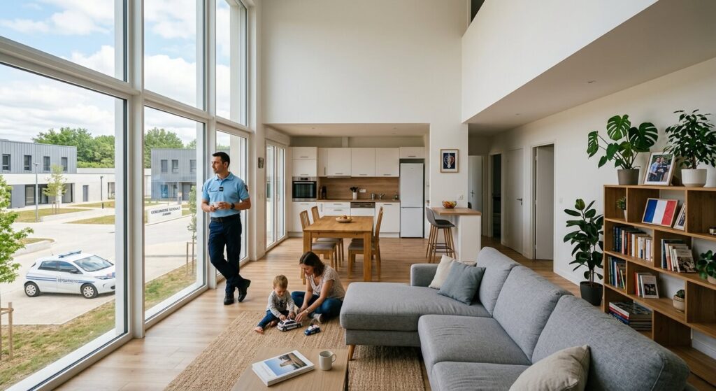 Un appartement de fonction spacieux dans une caserne de gendarmerie moderne.