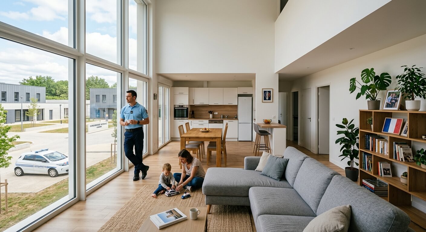 Un appartement de fonction spacieux dans une caserne de gendarmerie moderne.