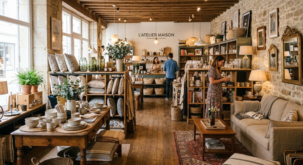 Casa Corner : origines, concept et univers de la marque 2 Intérieur d'une boutique de décoration présentant des articles de maison et de mobilier.