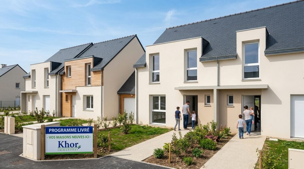Façade d'un programme de maisons neuves livré par Khor Immobilier.