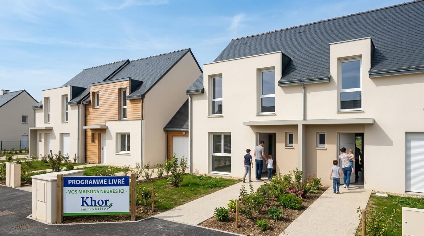 Façade d'un programme de maisons neuves livré par Khor Immobilier.