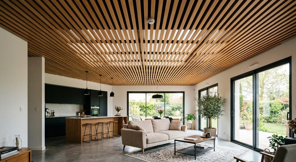 Faux plafond bois ajouré : prix, avantages et pose 3